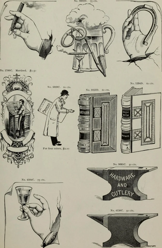 An illustration from Desk book of type specimens, borders, ornaments, brass rules and cuts : catalogue of printing machinery and printers' supplies, 1900, leaf 932