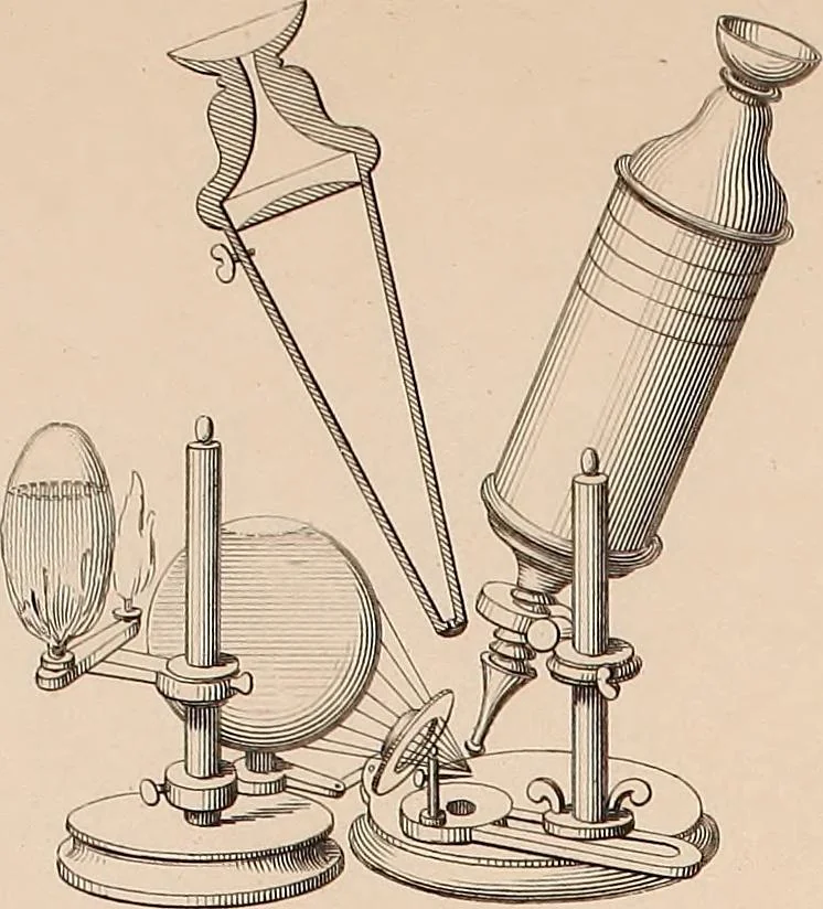 An illustration from Des microscopes et de leur usage : description d'appareils et de procédés nouveaux, suivie d'expériences microscopiques puisées dan les meilleurs ouvrages anciens et les notes de M. Le Baillif, et d'un mémoire sur les diatomées, etc. par M. De Brébisson, 1839, leaf 304