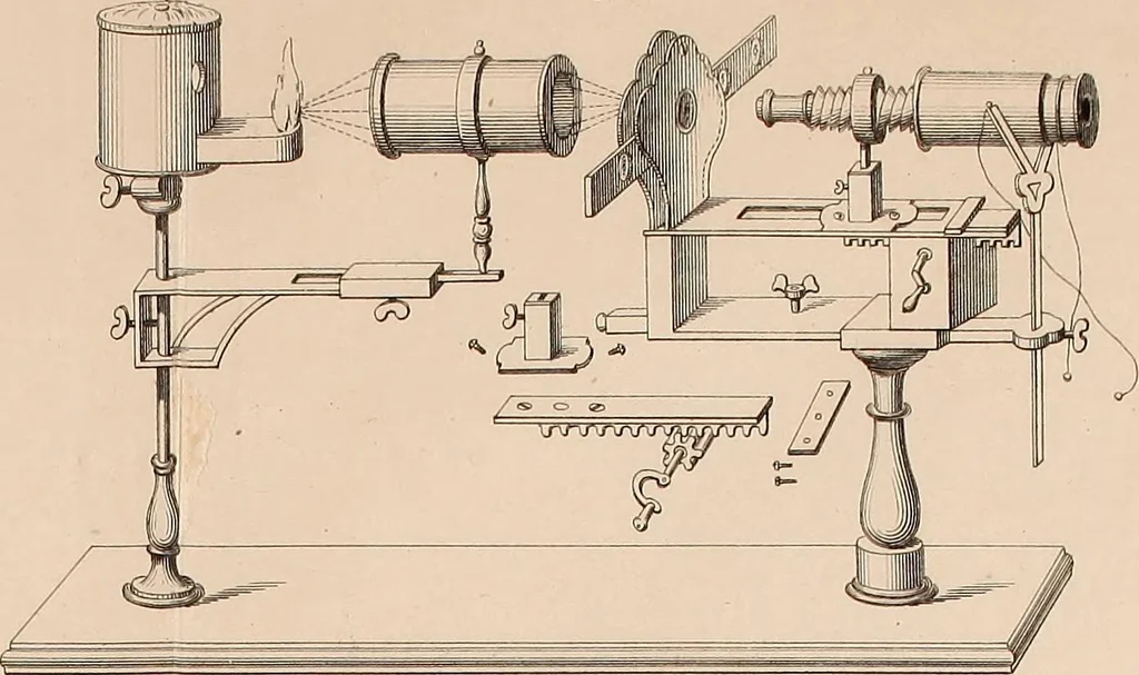 An illustration from Des microscopes et de leur usage : description d'appareils et de procédés nouveaux, suivie d'expériences microscopiques puisées dan les meilleurs ouvrages anciens et les notes de M. Le Baillif, et d'un mémoire sur les diatomées, etc. par M. De Brébisson, 1839, leaf 304