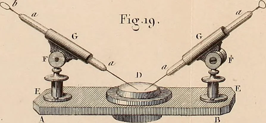 An illustration from Des microscopes et de leur usage : description d'appareils et de procédés nouveaux, suivie d'expériences microscopiques puisées dan les meilleurs ouvrages anciens et les notes de M. Le Baillif, et d'un mémoire sur les diatomées, etc. par M. De Brébisson, 1839, leaf 304