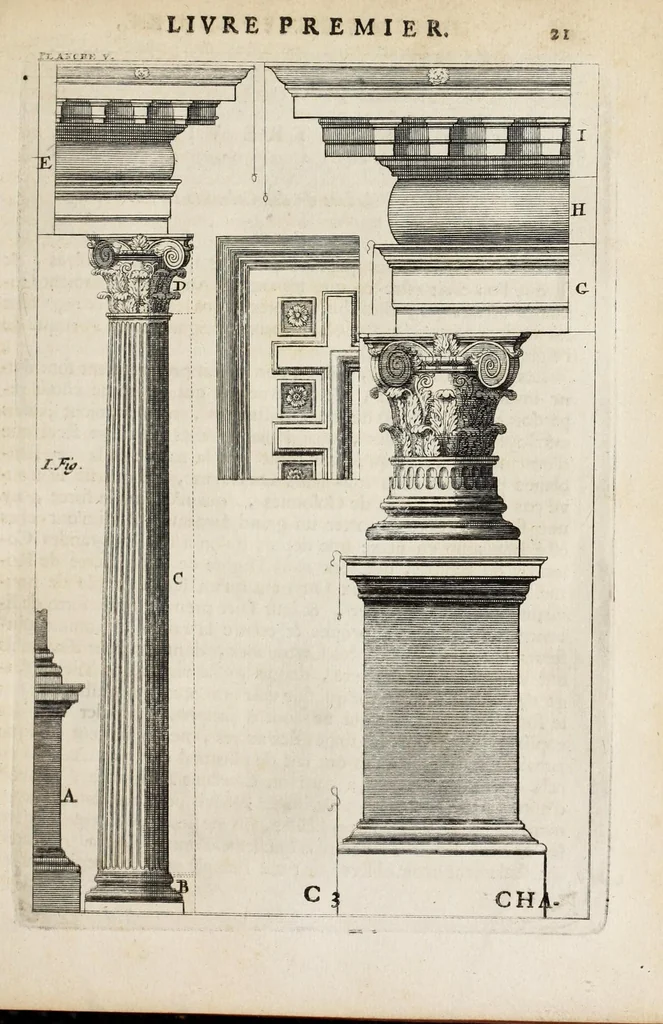 An illustration from Des principes de l'architecture, de la sculpture, de la peinture, et des autres arts qui en dépendent : avec un dictionnaire des termes propres à chacun de ces arts, 1697, leaf 49