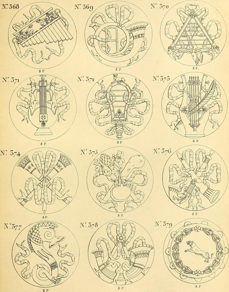 An illustration from Dessins d'ornements d'architecture de Joseph Beunat : reproduction de l'ouvrage, epoque du premier Empire, 1900, leaf 100