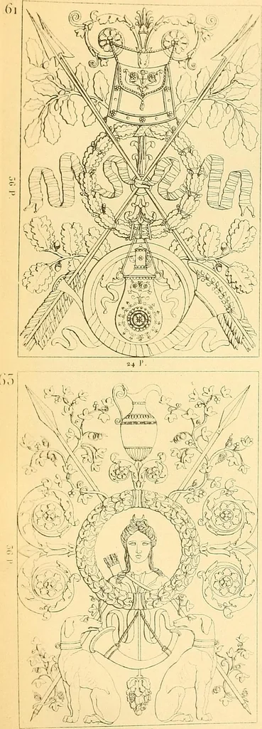An illustration from Dessins d'ornements d'architecture de Joseph Beunat : reproduction de l'ouvrage, epoque du premier Empire, 1900, leaf 108