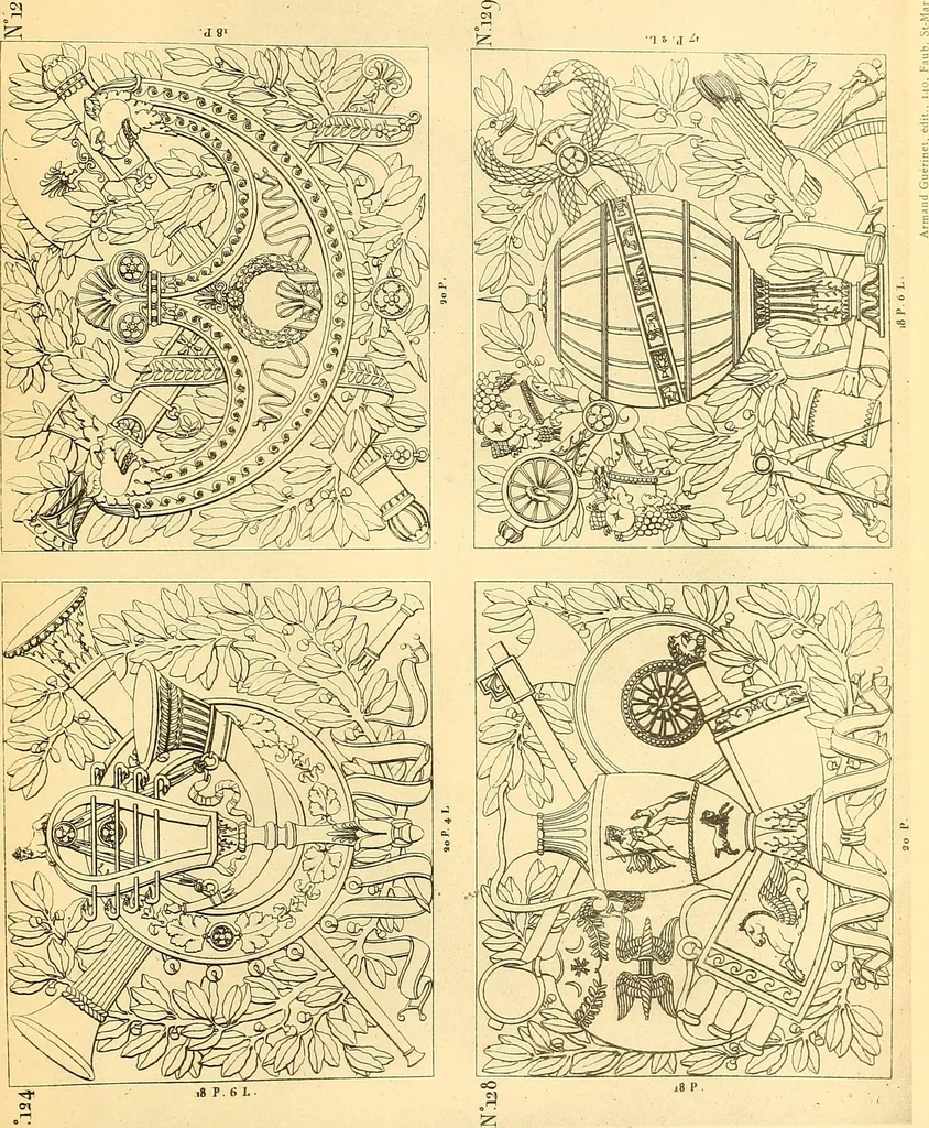 An illustration from Dessins d'ornements d'architecture de Joseph Beunat : reproduction de l'ouvrage, epoque du premier Empire, 1900, leaf 110