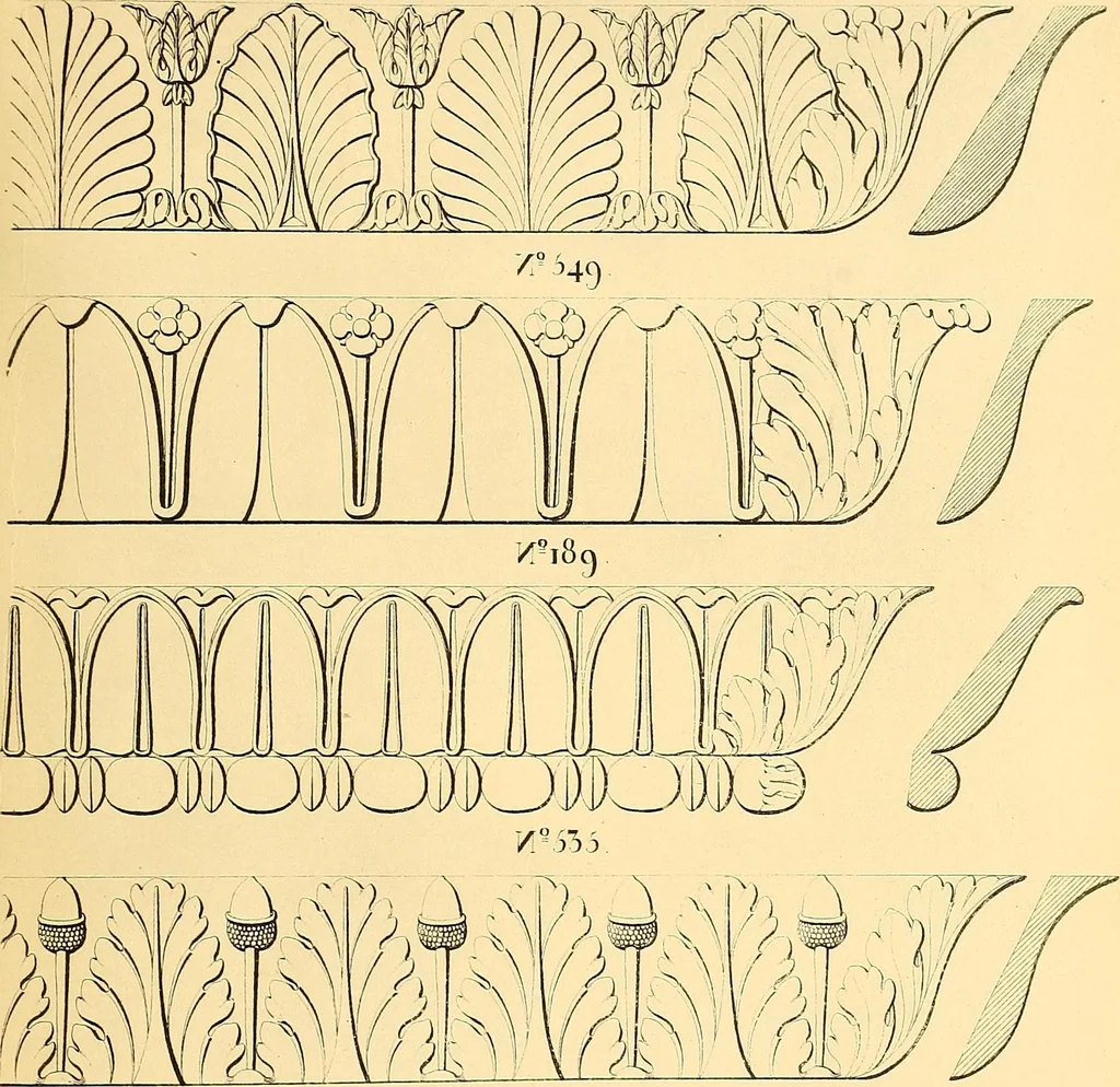 An illustration from Dessins d'ornements d'architecture de Joseph Beunat : reproduction de l'ouvrage, epoque du premier Empire, 1900, leaf 12
