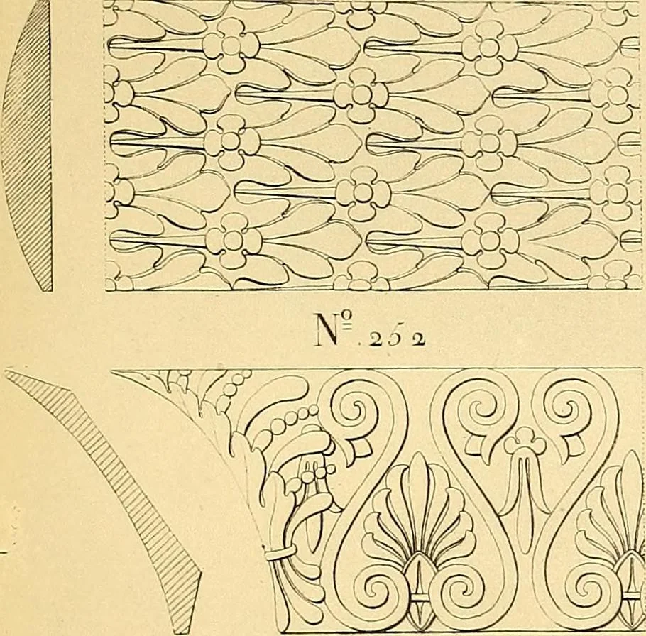 An illustration from Dessins d'ornements d'architecture de Joseph Beunat : reproduction de l'ouvrage, epoque du premier Empire, 1900, leaf 16