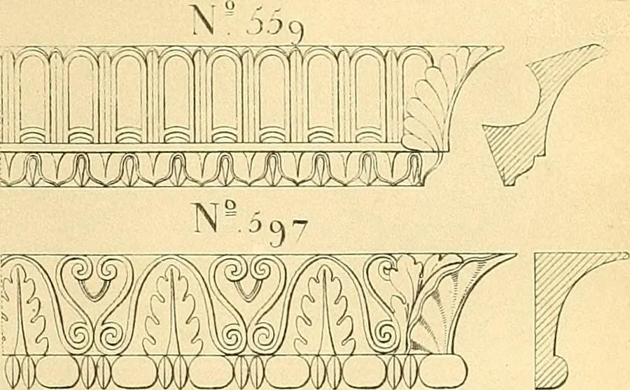 An illustration from Dessins d'ornements d'architecture de Joseph Beunat : reproduction de l'ouvrage, epoque du premier Empire, 1900, leaf 16