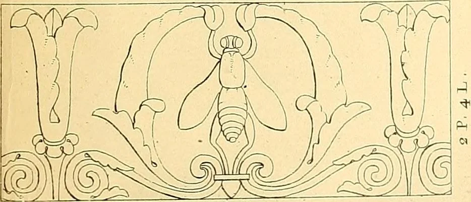 An illustration from Dessins d'ornements d'architecture de Joseph Beunat : reproduction de l'ouvrage, epoque du premier Empire, 1900, leaf 18