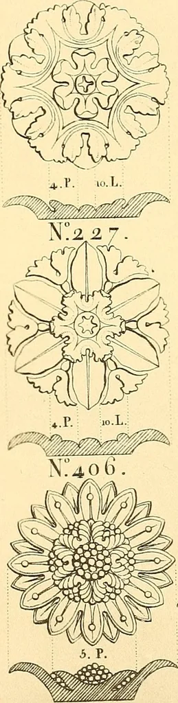 An illustration from Dessins d'ornements d'architecture de Joseph Beunat : reproduction de l'ouvrage, epoque du premier Empire, 1900, leaf 22