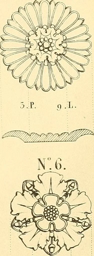 An illustration from Dessins d'ornements d'architecture de Joseph Beunat : reproduction de l'ouvrage, epoque du premier Empire, 1900, leaf 22