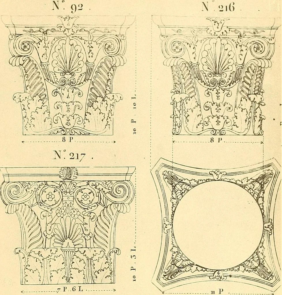 An illustration from Dessins d'ornements d'architecture de Joseph Beunat : reproduction de l'ouvrage, epoque du premier Empire, 1900, leaf 26