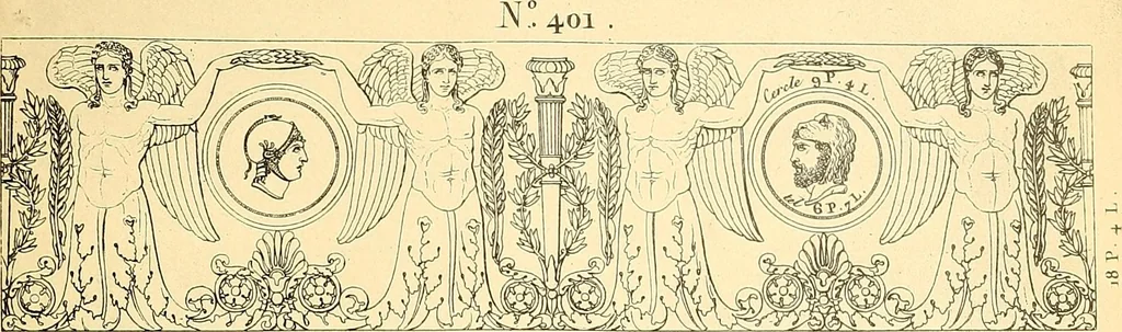 An illustration from Dessins d'ornements d'architecture de Joseph Beunat : reproduction de l'ouvrage, epoque du premier Empire, 1900, leaf 32