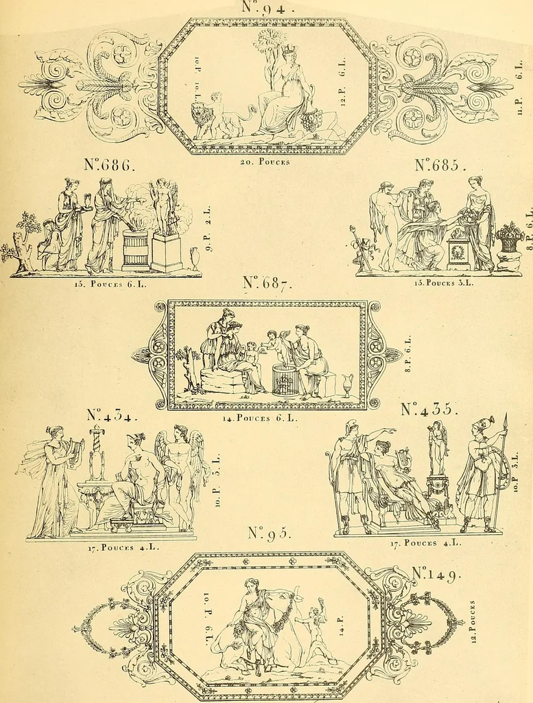 An illustration from Dessins d'ornements d'architecture de Joseph Beunat : reproduction de l'ouvrage, epoque du premier Empire, 1900, leaf 34