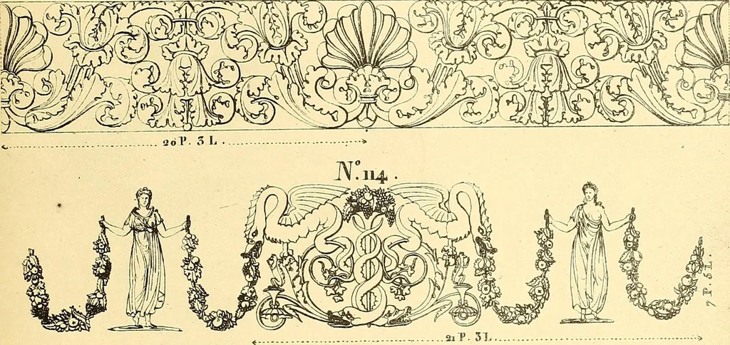 An illustration from Dessins d'ornements d'architecture de Joseph Beunat : reproduction de l'ouvrage, epoque du premier Empire, 1900, leaf 52