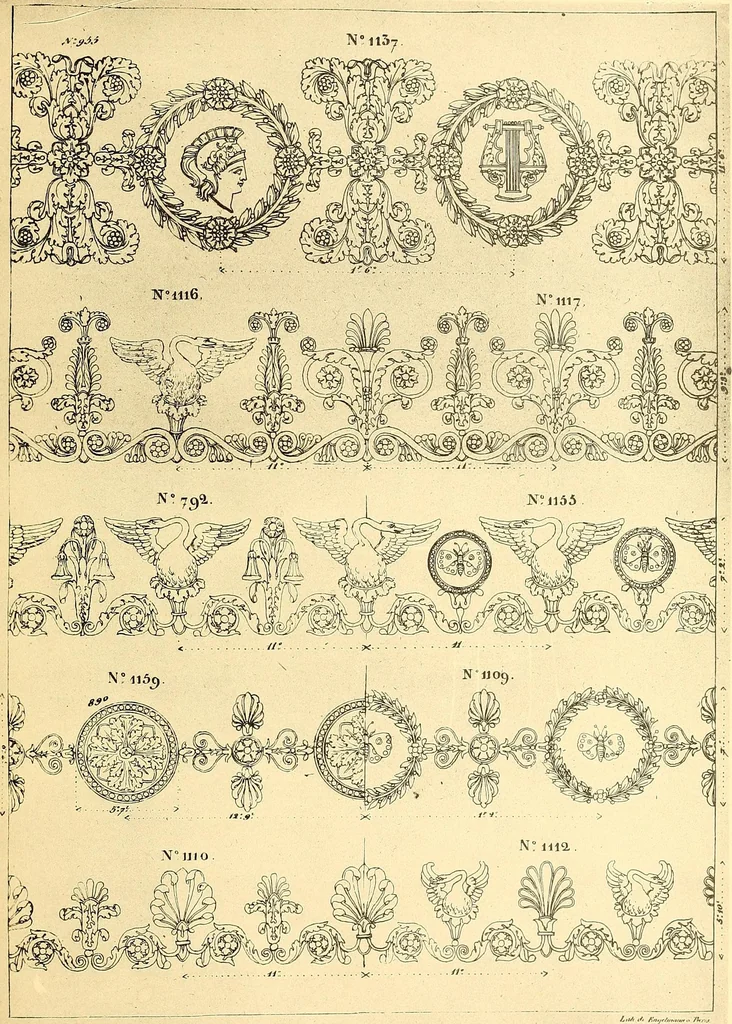 An illustration from Dessins d'ornements d'architecture de Joseph Beunat : reproduction de l'ouvrage, epoque du premier Empire, 1900, leaf 56