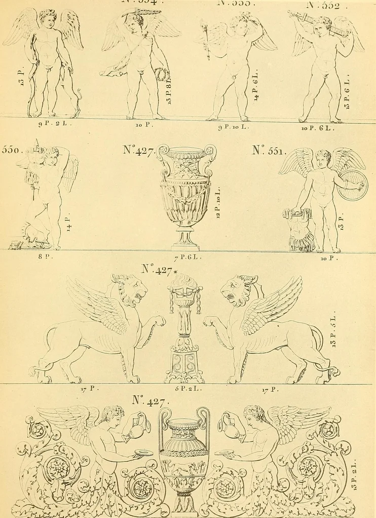 An illustration from Dessins d'ornements d'architecture de Joseph Beunat : reproduction de l'ouvrage, epoque du premier Empire, 1900, leaf 66