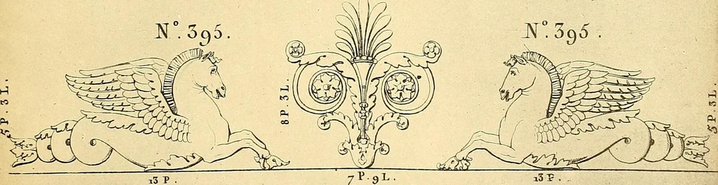 An illustration from Dessins d'ornements d'architecture de Joseph Beunat : reproduction de l'ouvrage, epoque du premier Empire, 1900, leaf 70