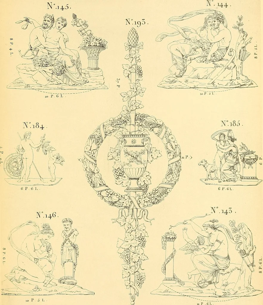 An illustration from Dessins d'ornements d'architecture de Joseph Beunat : reproduction de l'ouvrage, epoque du premier Empire, 1900, leaf 76