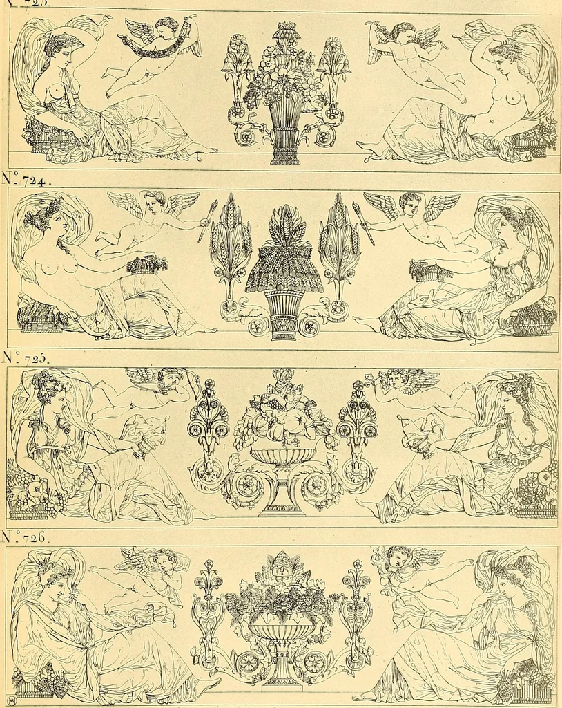 An illustration from Dessins d'ornements d'architecture de Joseph Beunat : reproduction de l'ouvrage, epoque du premier Empire, 1900, leaf 78