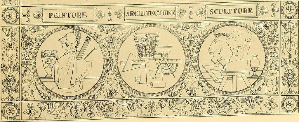 An illustration from Dessins d'ornements d'architecture de Joseph Beunat : reproduction de l'ouvrage, epoque du premier Empire, 1900, leaf 8