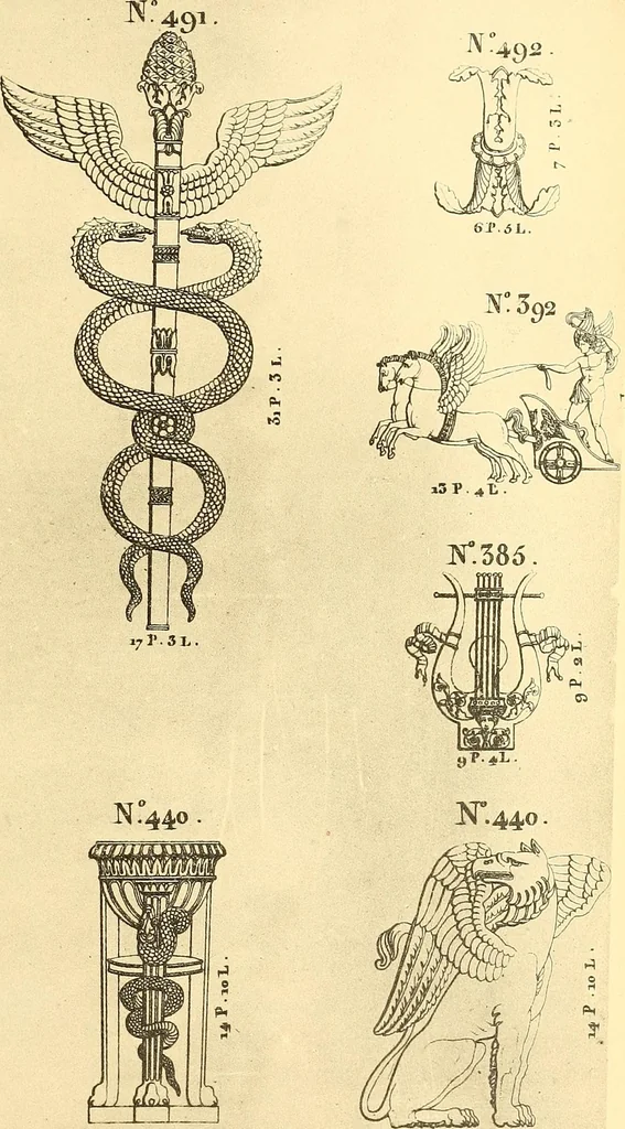 An illustration from Dessins d'ornements d'architecture de Joseph Beunat : reproduction de l'ouvrage, epoque du premier Empire, 1900, leaf 84