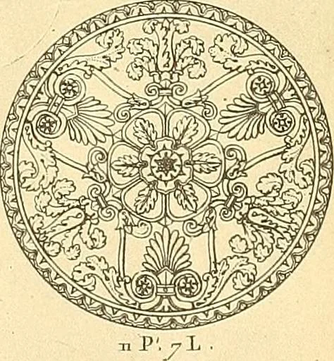 An illustration from Dessins d'ornements d'architecture de Joseph Beunat : reproduction de l'ouvrage, epoque du premier Empire, 1900, leaf 90
