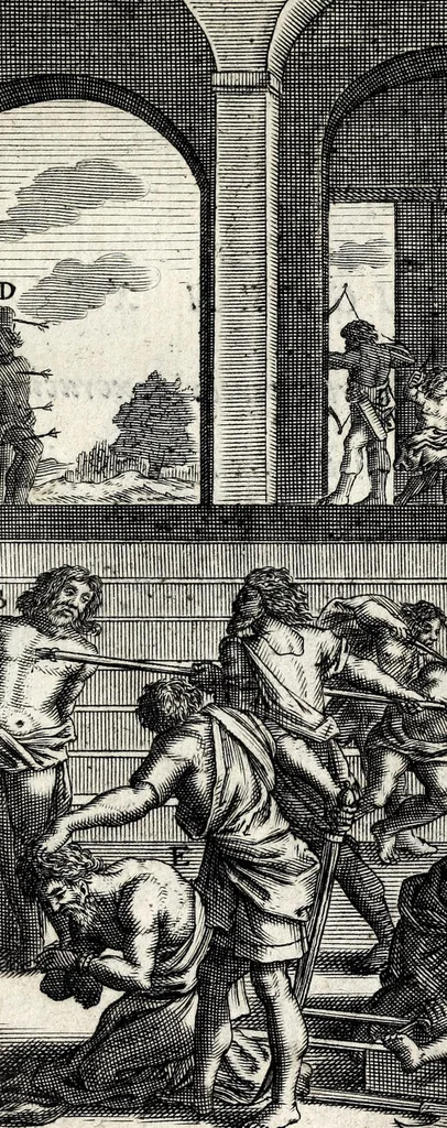 An illustration from De ss. martyrum cruciatibus liber : quo instrumenta & modi quibus ijdem martyres olim torquebantur, simul perspicuè descripta, & tabulis aeneis accuratissimè expressa sunt, 1668, leaf 427