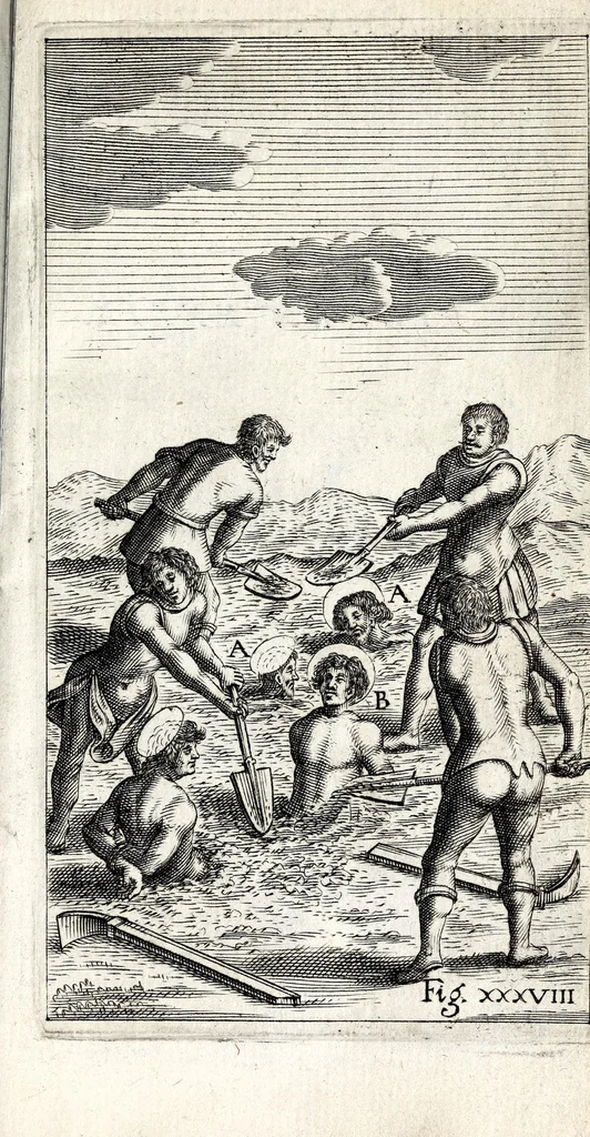 An illustration from De ss. martyrum cruciatibus liber : quo instrumenta & modi quibus ijdem martyres olim torquebantur, simul perspicuè descripta, & tabulis aeneis accuratissimè expressa sunt, 1668, leaf 449