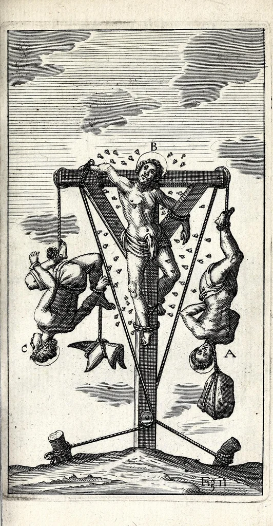 An illustration from De ss. martyrum cruciatibus liber : quo instrumenta & modi quibus ijdem martyres olim torquebantur, simul perspicuè descripta, & tabulis aeneis accuratissimè expressa sunt, 1668, leaf 79