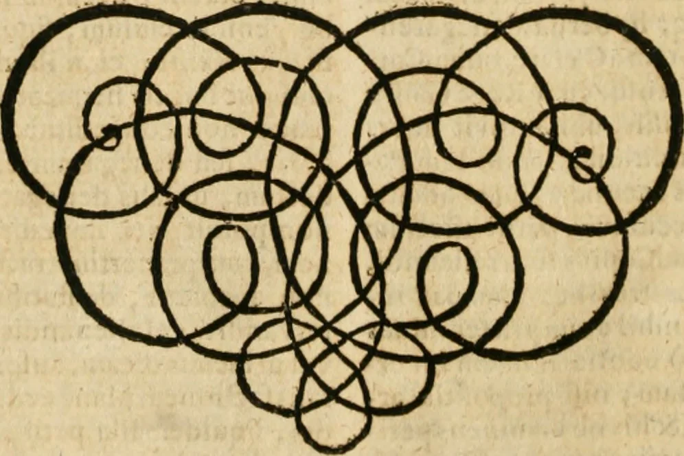 An illustration from De statu publico Europae novissimo tractatus, in quo unà cùm aliis nobilissimis atque utilissimis materiis juris publici, practici magis, quàm speculativi, illustres controversiae, praetensiones, judicia politica, praecedentiarum quaestiones & decisiones, tàm in comitiis imperii, quàm alibi agitatae, reperiuntur. Quibus insuper accesserunt, instar commentarii, paratitla de aurea bulla, recessibus imperii, ordinatione camerali, pace religiosa & profana, item capitulatione caesarea, 1675, leaf 589