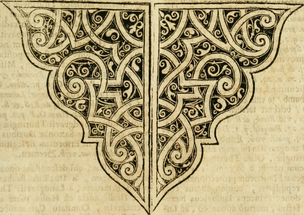 An illustration from De statu publico Europae novissimo tractatus, in quo unà cùm aliis nobilissimis atque utilissimis materiis juris publici, practici magis, quàm speculativi, illustres controversiae, praetensiones, judicia politica, praecedentiarum quaestiones & decisiones, tàm in comitiis imperii, quàm alibi agitatae, reperiuntur. Quibus insuper accesserunt, instar commentarii, paratitla de aurea bulla, recessibus imperii, ordinatione camerali, pace religiosa & profana, item capitulatione caesarea, 1675, leaf 756