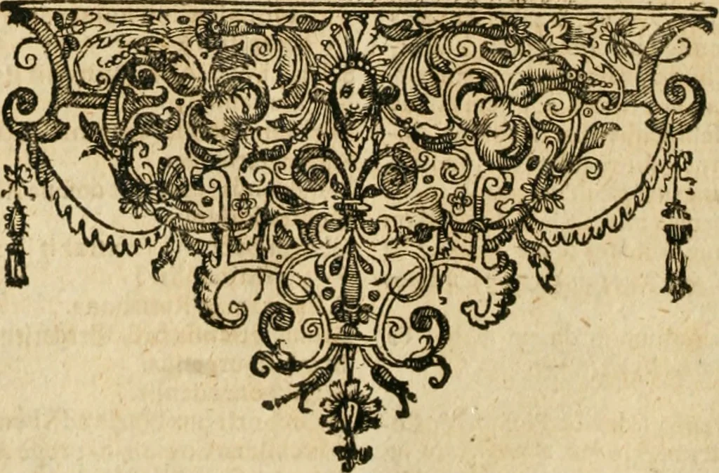 An illustration from De statu publico Europae novissimo tractatus, in quo unà cùm aliis nobilissimis atque utilissimis materiis juris publici, practici magis, quàm speculativi, illustres controversiae, praetensiones, judicia politica, praecedentiarum quaestiones & decisiones, tàm in comitiis imperii, quàm alibi agitatae, reperiuntur. Quibus insuper accesserunt, instar commentarii, paratitla de aurea bulla, recessibus imperii, ordinatione camerali, pace religiosa & profana, item capitulatione caesarea, 1675, leaf 857