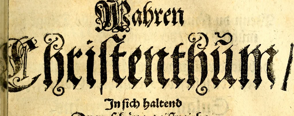 An illustration from Des weiland hocherleuchteten Theologi Herrn Johann Arndten General-Superintendentens des Fürstenthums Lüneburg sämtliche geistreiche Bücher Vom wahren Christenthum : beneben deroselben anhängigen Tractätlein von heilsamer Buss, hertzlicher Reue und Leid über die Sünde und wahrem Glauben, auch heiligem Leben und Wandel der rechten wahren Christen ... über alle bissherige Ausfertigungen auff das aller fleissigste übersehen mit nöthigen Anmerckungen aus dem sel. Herrn Luthero, Dorschæo, Varenio verwahret .., 1707, leaf 1090
