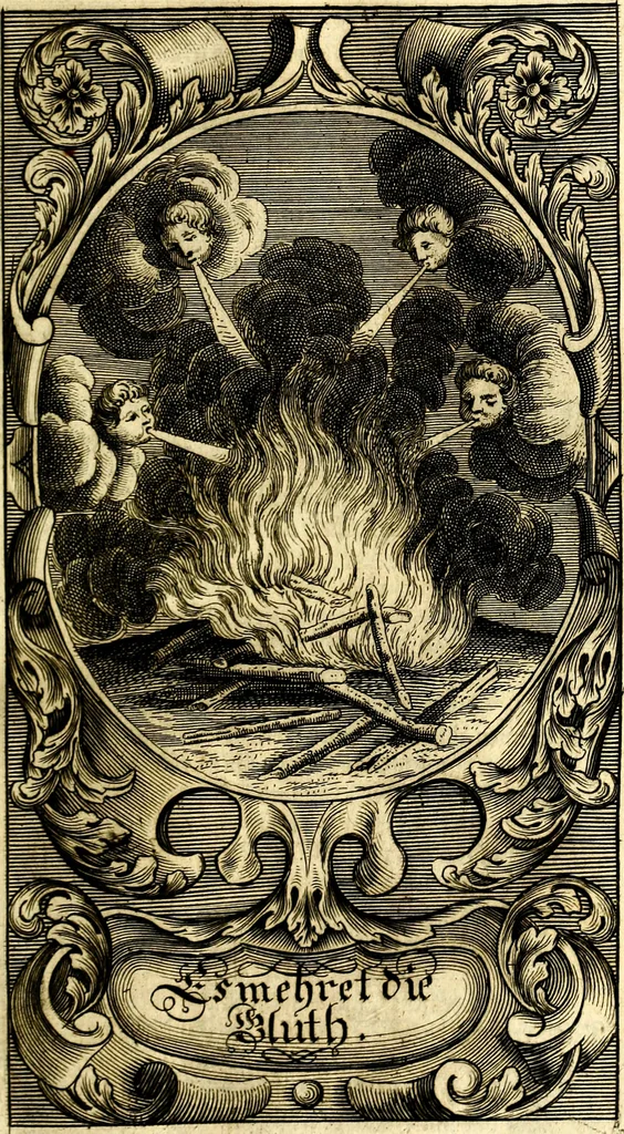 An illustration from Des weiland hocherleuchteten Theologi Herrn Johann Arndten General-Superintendentens des Fürstenthums Lüneburg sämtliche geistreiche Bücher Vom wahren Christenthum : beneben deroselben anhängigen Tractätlein von heilsamer Buss, hertzlicher Reue und Leid über die Sünde und wahrem Glauben, auch heiligem Leben und Wandel der rechten wahren Christen ... über alle bissherige Ausfertigungen auff das aller fleissigste übersehen mit nöthigen Anmerckungen aus dem sel. Herrn Luthero, Dorschæo, Varenio verwahret .., 1707, leaf 678