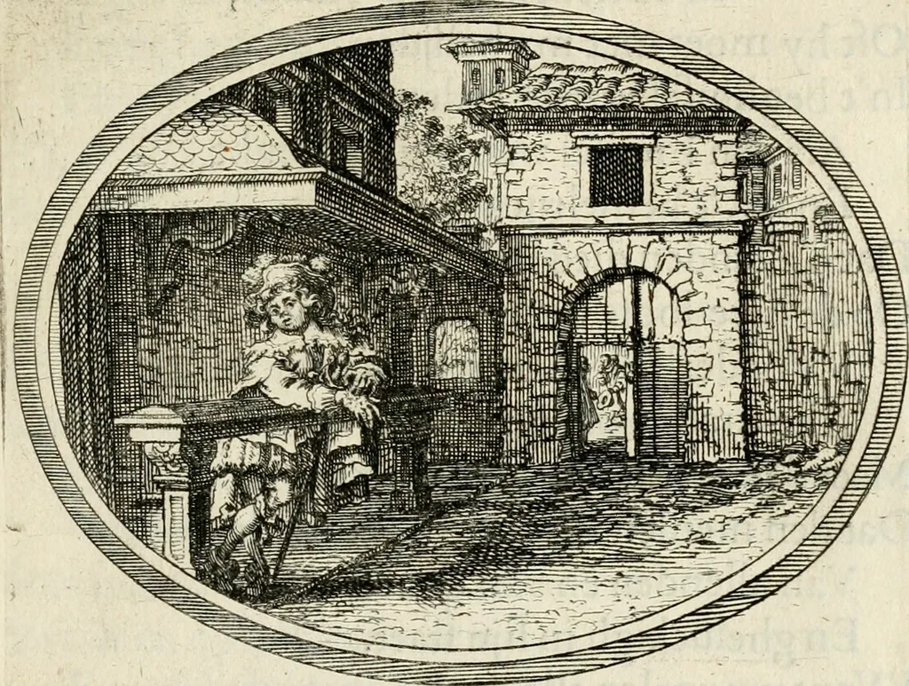 An illustration from Des wereldts proef-steen, ofte, De ydelheydt door de waerheyd beschuldight ende overtuyght van valscheydt, 1643, leaf 216