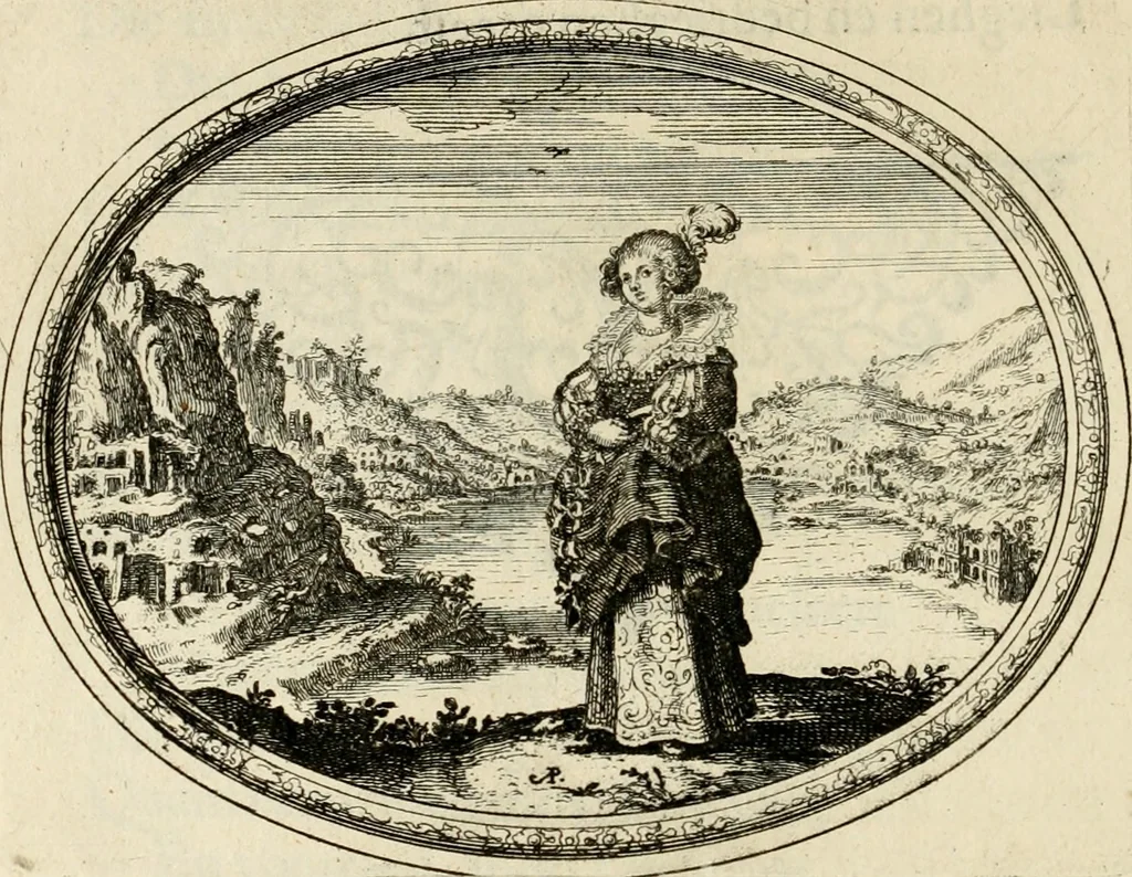 An illustration from Des wereldts proef-steen, ofte, De ydelheydt door de waerheyd beschuldight ende overtuyght van valscheydt, 1643, leaf 231