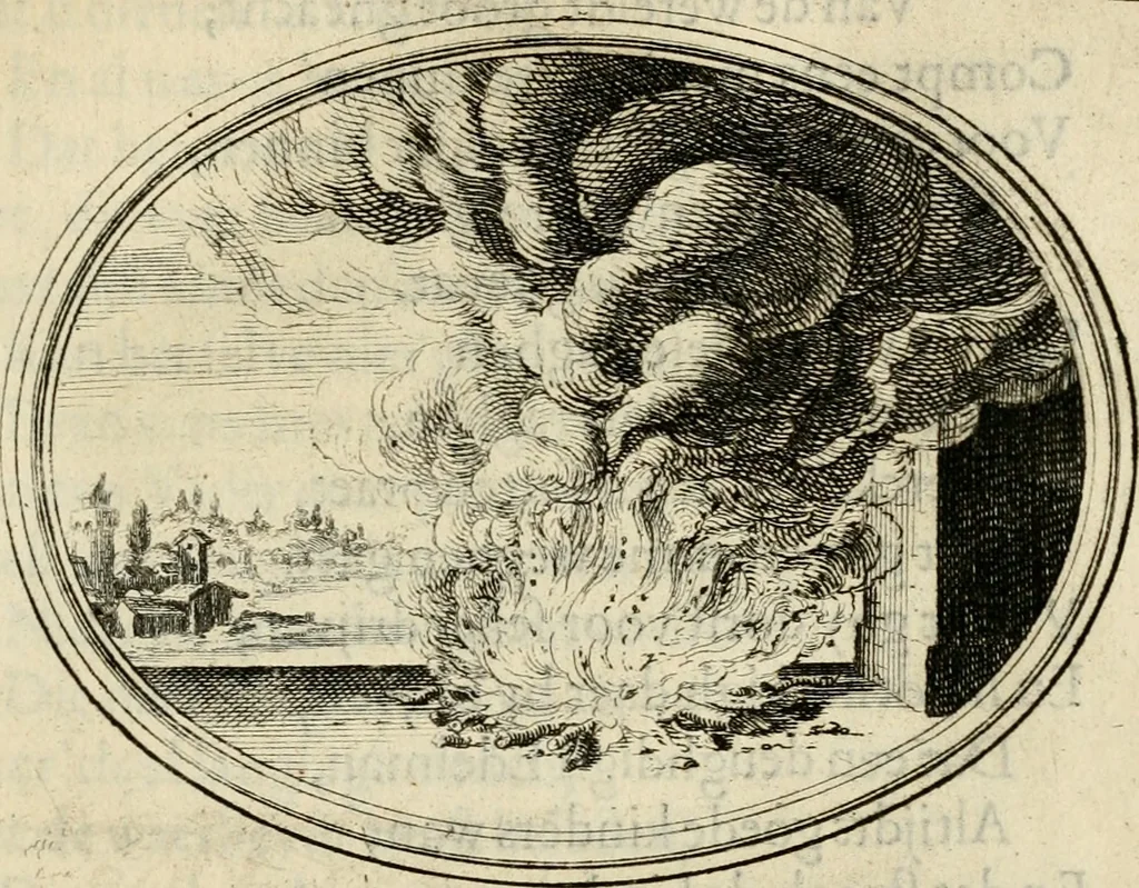 An illustration from Des wereldts proef-steen, ofte, De ydelheydt door de waerheyd beschuldight ende overtuyght van valscheydt, 1643, leaf 274