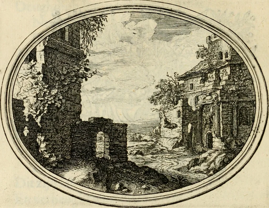 An illustration from Des wereldts proef-steen, ofte, De ydelheydt door de waerheyd beschuldight ende overtuyght van valscheydt, 1643, leaf 289