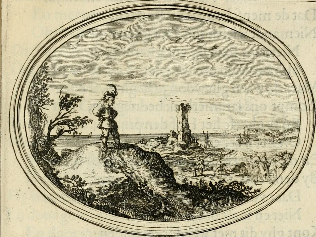 An illustration from Des wereldts proef-steen, ofte, De ydelheydt door de waerheyd beschuldight ende overtuyght van valscheydt, 1643, leaf 334