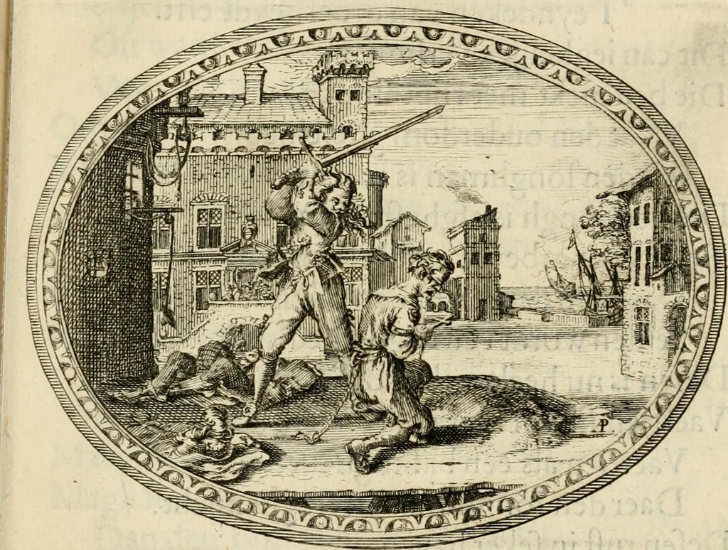 An illustration from Des wereldts proef-steen, ofte, De ydelheydt door de waerheyd beschuldight ende overtuyght van valscheydt, 1643, leaf 390