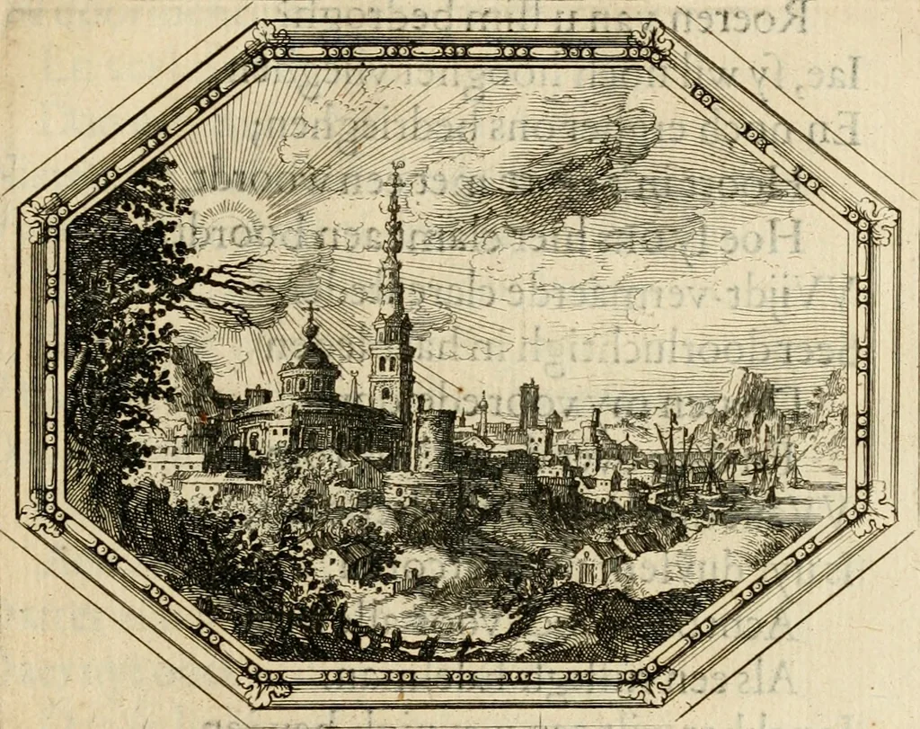 An illustration from Des wereldts proef-steen, ofte, De ydelheydt door de waerheyd beschuldight ende overtuyght van valscheydt, 1643, leaf 82