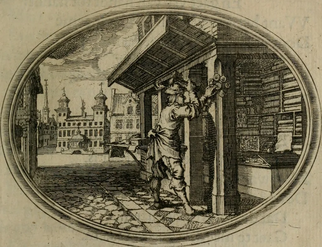 An illustration from Des wereldts proef-steen ofte De ydelheydt door de waerheyd beschuldight ende overtuyght van valscheydt, 1643, leaf 104