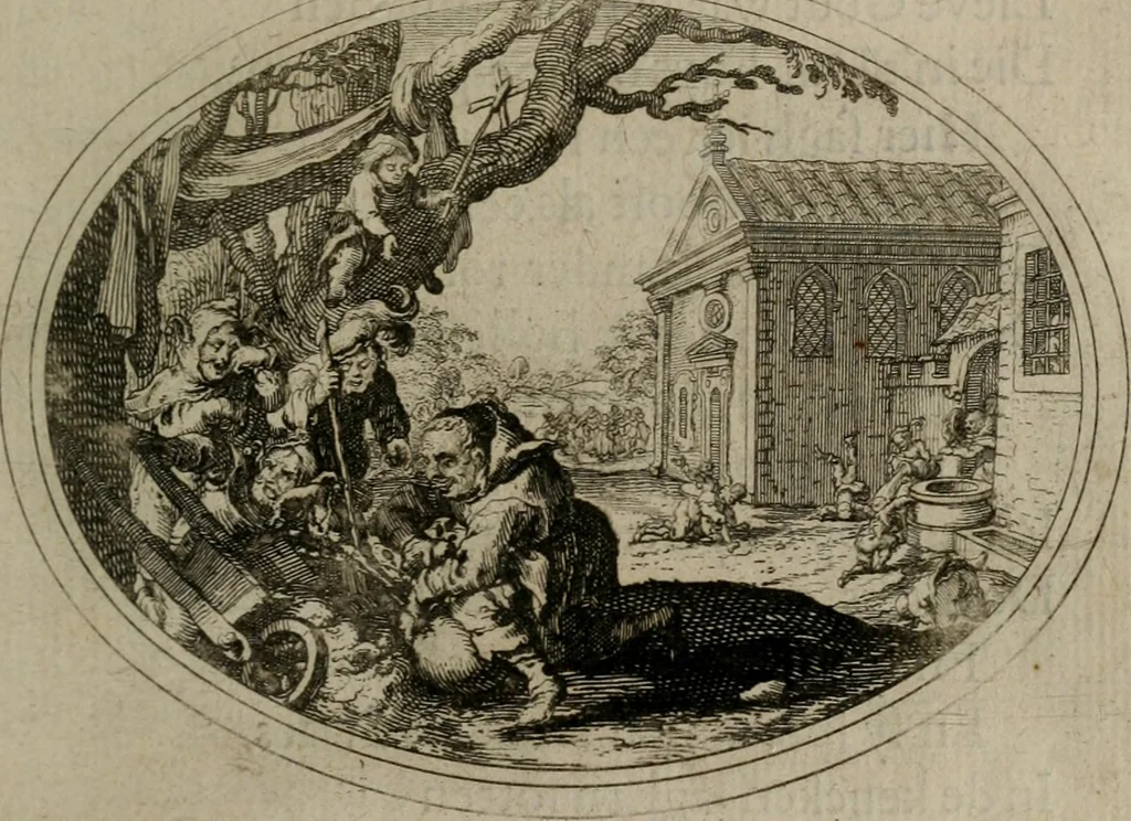 An illustration from Des wereldts proef-steen ofte De ydelheydt door de waerheyd beschuldight ende overtuyght van valscheydt, 1643, leaf 130