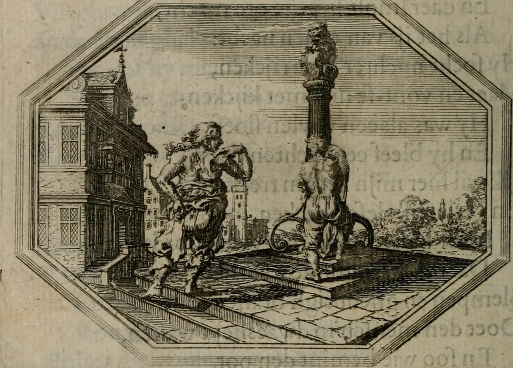 An illustration from Des wereldts proef-steen ofte De ydelheydt door de waerheyd beschuldight ende overtuyght van valscheydt, 1643, leaf 139
