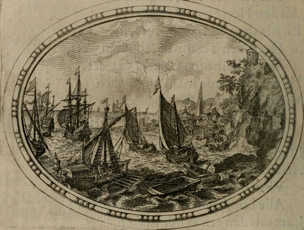 An illustration from Des wereldts proef-steen ofte De ydelheydt door de waerheyd beschuldight ende overtuyght van valscheydt, 1643, leaf 193