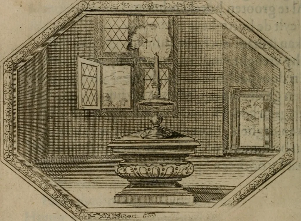 An illustration from Des wereldts proef-steen ofte De ydelheydt door de waerheyd beschuldight ende overtuyght van valscheydt, 1643, leaf 259