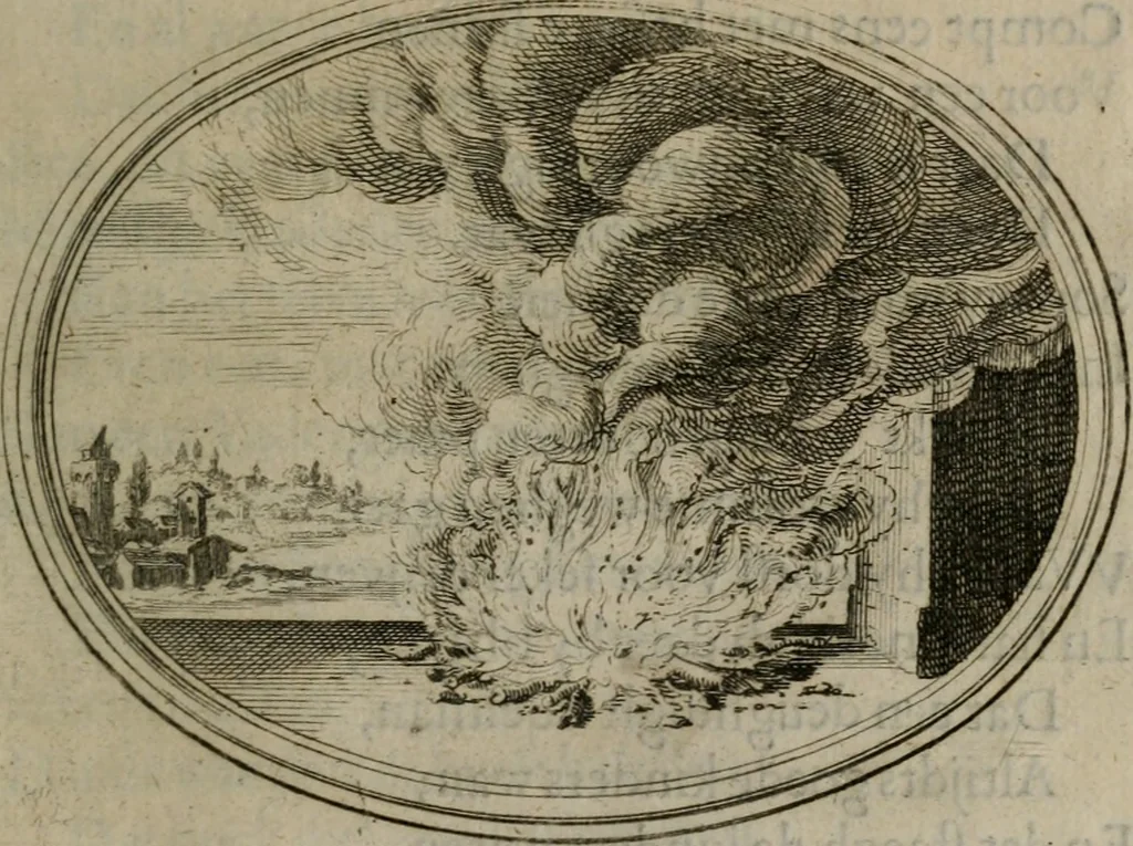 An illustration from Des wereldts proef-steen ofte De ydelheydt door de waerheyd beschuldight ende overtuyght van valscheydt, 1643, leaf 274