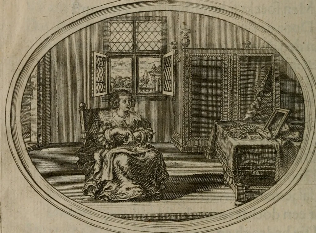 An illustration from Des wereldts proef-steen ofte De ydelheydt door de waerheyd beschuldight ende overtuyght van valscheydt, 1643, leaf 311