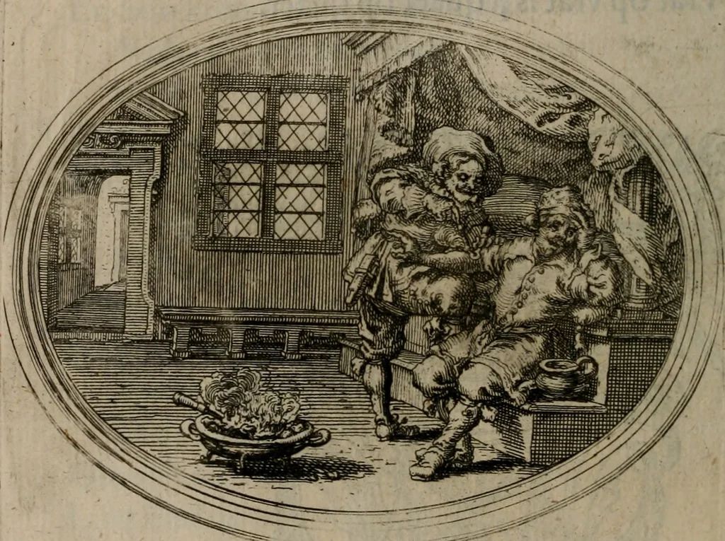 An illustration from Des wereldts proef-steen ofte De ydelheydt door de waerheyd beschuldight ende overtuyght van valscheydt, 1643, leaf 319