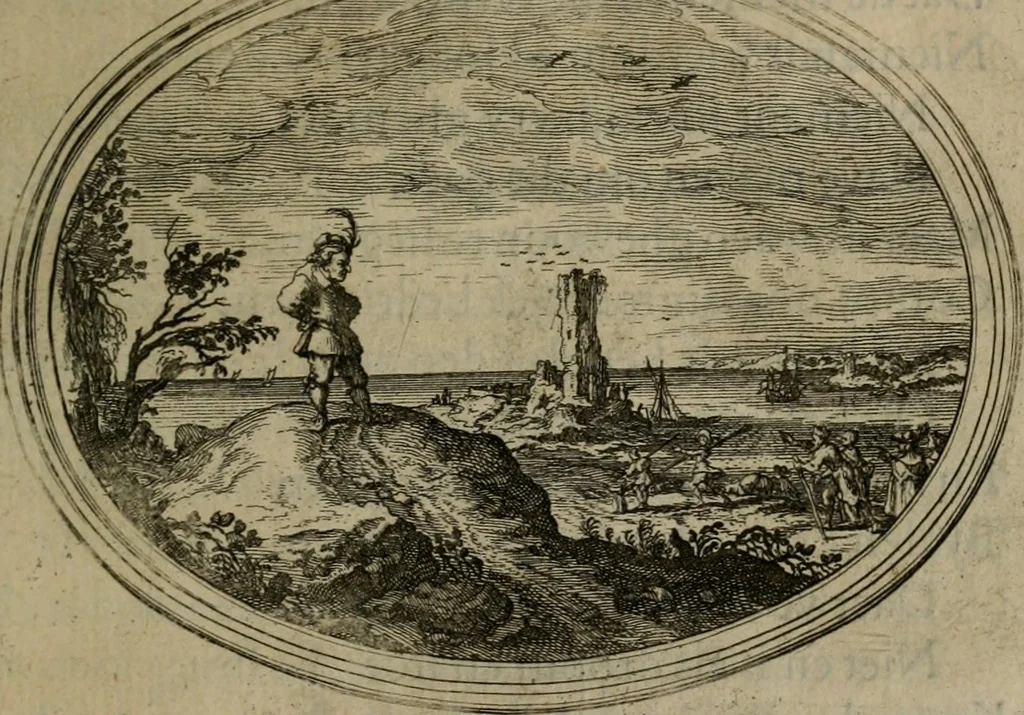 An illustration from Des wereldts proef-steen ofte De ydelheydt door de waerheyd beschuldight ende overtuyght van valscheydt, 1643, leaf 334
